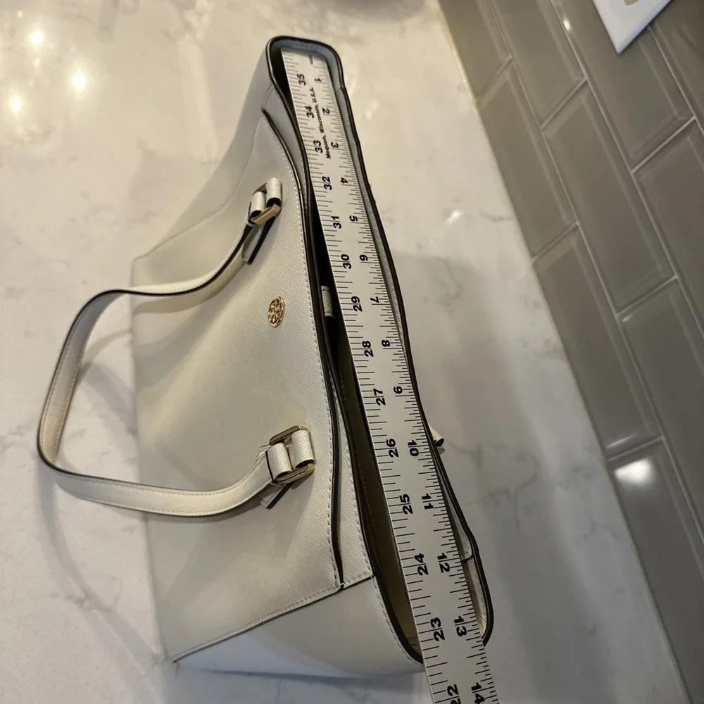 Tory Burch Tote Bag Shoulder Bag Robinson Medium Leather Ivory, Protective Bag.